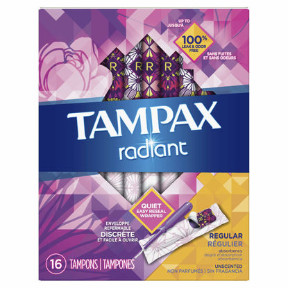 Picture of Tampax Radiant Regular Tampons with Plastic Applicator, Unscented, 16 Count (Packaging May Vary)