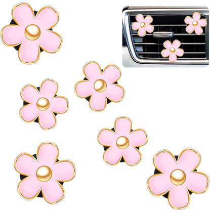 Picture of 6 Pcs Daisy Flower Air Vent Clip Air Conditioning Outlet Clip Car Air Freshener Clip Charm Car Inter Decor Accessories (Pink,3 cm, 3.3 cm)