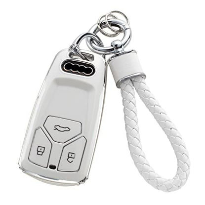 Picture of YO&YOYE for Audi Key Fob Cover with Keychain, Soft TPU Key Case Protection Fit for A4 Q7 Q5 TT A3 A6 SQ5 R8 S5