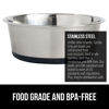 Picture of Gorilla Grip Stainless Steel Metal Dog Bowl Set of 2, 6 Cups, Rubber Base, Heavy Duty, Rust Resistant, Food Grade BPA Free, Less Sliding, Quiet Pet Bowls for Cats and Dogs, Dry and Wet Foods, Black