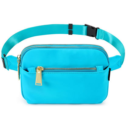Picture of ZORFIN Fanny Packs for Women Men, Crossbody Fanny Pack, Belt Bag with Adjustable Strap, Fashion Waist Pack for Outdoors/Workout/Traveling/Casual/Running/Hiking/Cycling (Fluorescent Blue)