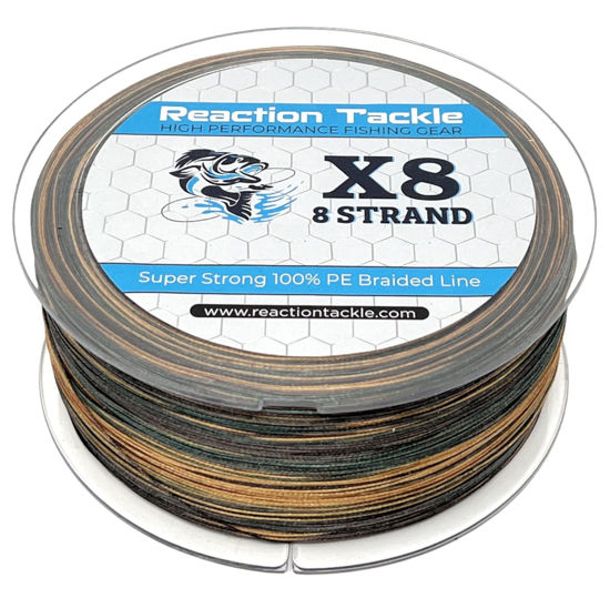 Reaction Tackle Braided Fishing Line - 8 Strand Green Camo 50LB 1500yd
