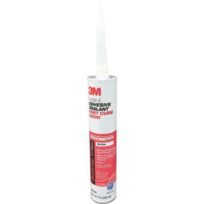 Picture of 3M Marine Adhesive Sealant Fast Cure 5200 (06520) Permanent Bonding and Sealing for Boats and RVs Above and Below the Waterline Waterproof Repair, White, 10 fl oz Cartridge