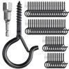 Picture of PlusRoc 60 Pack Outdoor Lighting Hooks for Hanging, Q-Hanger Hooks for String Lights, 2.2 Inch Black Cup Hook Screw in Hooks Outside Patio Light Hooks, Wall Wood Ceiling Mount