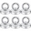 Picture of DIYMAG Magnetic Hooks, 60 lbs(27 KG) Pulling Force Rare Earth Magnetic Hooks with Countersunk Hole Eyebolt for Workplace, Home, Kitchen, Fishing, Office and Garage, Pack of 6, Silver, DIY-NJ25-6P