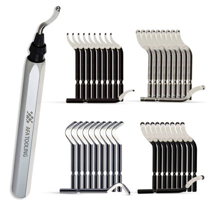 Picture of AFA Tooling - Deburring Tool with 10 BS1010, 10 BS1018, 10 BK3010, 10 BS3010 - HSS Blades for Metal, Resin, PVC, 3D Printed Plastic Edges