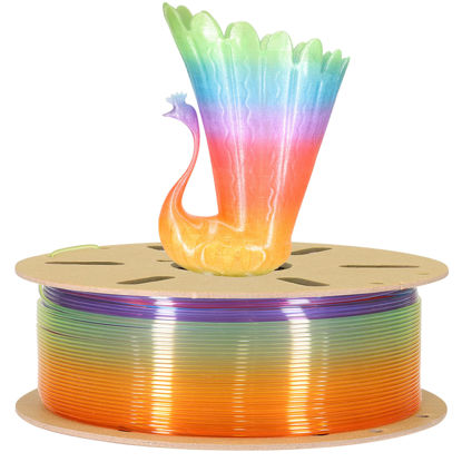 Picture of TTYT3D Transparent Multi Rainbow Fast Color Change PLA 3D Printing Filament, 1KG 2.2LBS 1.75mm 3D Printing Mutli Color PLA Material, Widely Support for 3D Printer, Beautiful Natural Rainbow PLA