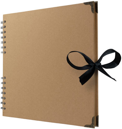 Bstorify Scrapbook Album 60 Pages (8 x 8 inch) Black Thick 250gsm Kraft  Paper, Corner Protectors - Scrap Book, Ribbon Closure - Ideal for Your