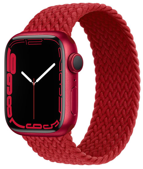 Picture of Proworthy Braided Solo Loop Compatible With Apple Watch Band 42mm 44mm 45mm for Men and Women, Stretch Nylon Elastic Strap Wristband for iWatch Series SE 7 6 5 4 3 2 1 (M, Red)