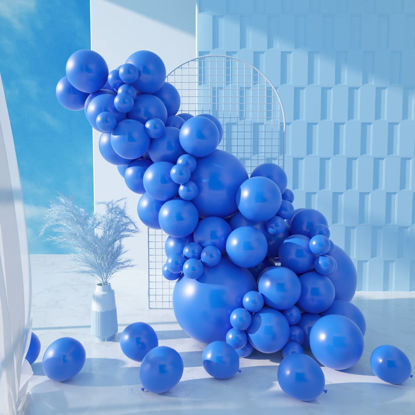 Picture of MOMOHOO Royal Blue Balloons Different Sizes - 100Pcs 5/10/12/18 Inch Graduation Balloons, Birthday Party Balloons Gender Reveal Latex Balloons for Boy Baby Shower, Dark Blue Balloons for Bluey Themes