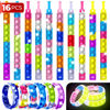 Picture of 16 PCS Bracelets Glow in The Dark Pop it Fidget Toy, Rainbow Party Favors, Anti-Anxiety Stress Relief Wristband Set, Push Bubbles Sensory Autistic Pack Kids Ages 5 8 12 Adult Student Gift