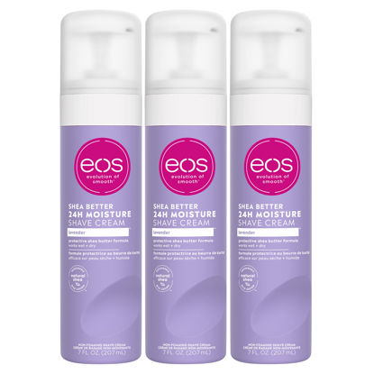 Picture of eos Shea Better Shaving Cream- Lavender, Women's Shave Cream, Skin Care, Doubles as an In-Shower Lotion, 24-Hour Hydration, 7 fl oz, 3-Pack