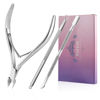 Picture of Cuticle Trimmer with Cuticle Pusher -YINYIN Cuticle Remover Cuticle Nippers Professional Stainless Steel Cuticle Pusher and Cutter Clippers Durable Pedicure Manicure Tools for Fingernails and Toenails