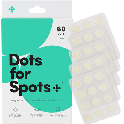 Picture of Dots for Spots Pimple Patches for Face - Pack of 60 Hydrocolloid Acne Patch - Invisible Zit Stickers Treatment for Face and Body - Mighty, Fast-Acting, Vegan & Cruelty Free Korean Skin Care