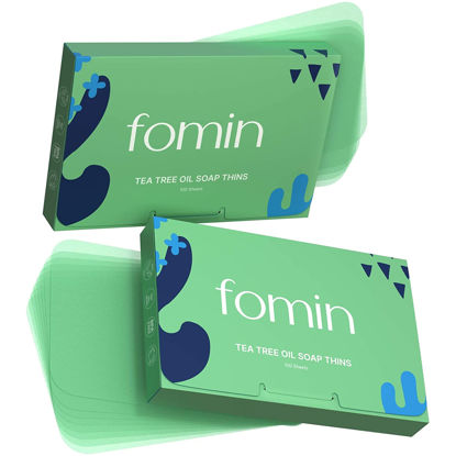 Picture of FOMIN - Antibacterial Paper Soap Sheets for Hand Washing - (200 Sheets) Tea Tree Portable Travel Soap Sheets, Dissolvable Camping Mini Soap, Portable Soap Sheets