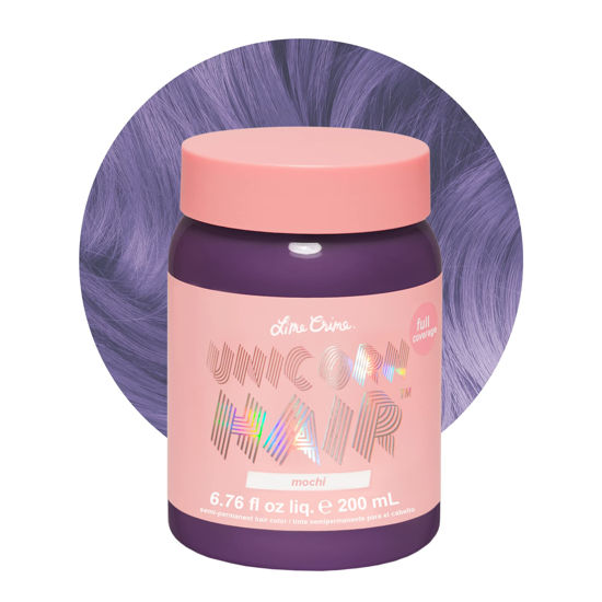 Picture of Lime Crime Unicorn Hair Dye Full Coverage, Mochi (Lavender) - Vegan and Cruelty Free Semi-Permanent Hair Color Conditions & Moisturizes - Temporary Purple Hair Dye With Sugary Citrus Vanilla Scent