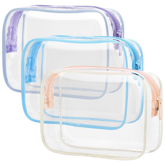 PACKISM Clear Toiletry Bag 3 Pack TSA Approved Quart Size Travel Makeup Cosmetic Bag for Women Men Carry on Airport Airline Compliant Bag