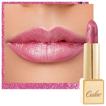 Picture of Oulac Metallic Pink Lipstick for Women Moisturizing Creamy Formula, Long Lasting High Impact Lipcolor Vegan & Cruelty-Free, Full-Coverage Lip Makeup 4.3 g/0.15 oz (HIP & HIPPIE(11))