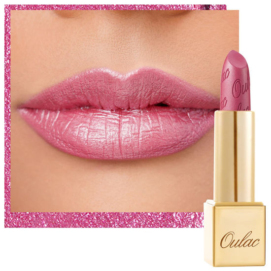 Picture of Oulac Metallic Pink Lipstick for Women Moisturizing Creamy Formula, Long Lasting High Impact Lipcolor Vegan & Cruelty-Free, Full-Coverage Lip Makeup 4.3 g/0.15 oz (HIP & HIPPIE(11))