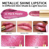 Picture of Oulac Metallic Pink Lipstick for Women Moisturizing Creamy Formula, Long Lasting High Impact Lipcolor Vegan & Cruelty-Free, Full-Coverage Lip Makeup 4.3 g/0.15 oz (HIP & HIPPIE(11))