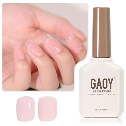 Picture of GAOY Sheer Hot Pink Gel Nail Polish, 16ml Jelly Milky Pink Translucent Color 1353 UV Light Cure Gel Polish for Nail Art DIY Manicure and Pedicure at Home