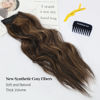 Picture of KooKaStyle Invisible Wire Hair Extensions with Transparent Headband Adjustable Size 4 Secure Clips Long Wavy Highlight Hairpiece 20 Inch Balayage Dark Brown to Chestnut for Women
