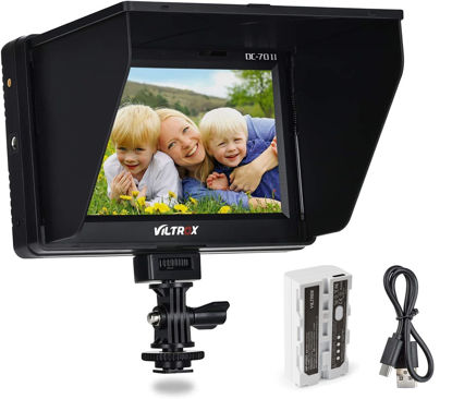 Picture of 7 inch 4K HDMI Field Monitor Kit, VILTROX DC-70 II on Camera Monitor with HDMI Output, Peaking Focus Assist Video Monitor with Sunshade Hood/Battery
