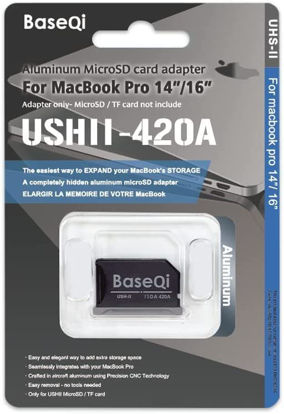Picture of BASEQI UHS-II Aluminum microSD Adapter for 2021 M1 MacBook Pro 14 & 16” (Space Gray)