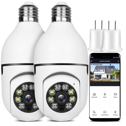 Picture of OFYOO Light Bulb Security Camera Wireless Outdoor Indoor 2.4G/5G WiFi Cameras for Home 360° Panoramic Motion Detection and Alarm Two-Way Audio Based E27 Socket