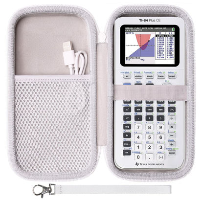 Picture of LTGEM EVA Hard Case Compatible with Texas Instruments TI-84 Plus CE/TI-84 Plus/TI-Nspire CX II CAS/TI-Nspire CX II/TI-83 Plus/TI-89 Titanium/TI-85 / TI-88 Color Graphing Calculator, White