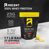 Picture of Ascent 100% Whey Protein Powder - Post Workout Whey Protein Isolate, Zero Artificial Flavors & Sweeteners, Gluten Free, 5.7g BCAA, 2.7g Leucine, Essential Amino Acids, Strawberry 1.7 lb