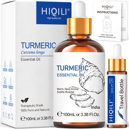 Picture of HIQILI Turmeric Oil for Face Dark Spots, Face Skin Problems,100% Pure Therapeutic Grade, Use After Dilution- 3.38 Fl Oz.