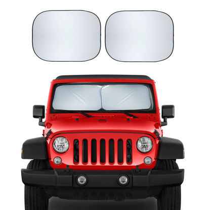 Picture of EcoNour 2-Piece Windshield Sun Shade for Jeep | Offers Complete Automotive Sun Protection | Foldable Jeep Windshield Shade Suits Wrangler, Compass, Gladiator & Renegade | (X-Small 18 in x 26 in)