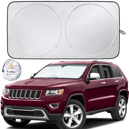 Picture of EcoNour Foldable Car Windshield Sun Shade | Sun Shade for Car Windows Blocks UV Rays and Keeps The Heat Out | Foldable Essential Car Accessory for Enhanced Comfort | Large Plus (70 x 42 inches)