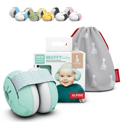Picture of Alpine Muffy Baby Ear Protection for Babies and Toddlers up to 36 Months - CE & ANSI Certified - Comfortable Baby Headphones Against Hearing Damage & Improves Sleep - Official Sophie La Girafe Edition