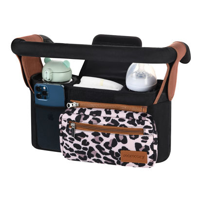Picture of Momcozy Universal Baby Stroller Organizer, 2 Insulated Cup Holder, Detachable Zippered Pocket, Adjustable Shoulder Strap, Large capacity for baby essentials, Compact Design Fits Any Strollers