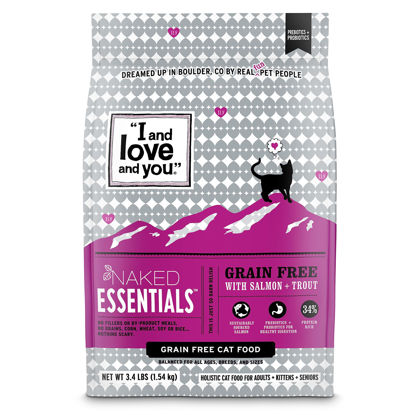Picture of I AND LOVE AND YOU Naked Essentials Dry Cat Food - Grain Free Kibble (Variety of Flavors), Salmon + Trout, 3.4 Lb