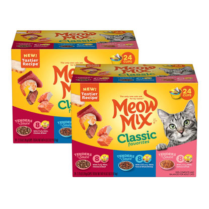 Picture of Meow Mix Classic Favorites Wet Cat Food, Variety Pack, 2.75 Ounce Cup (Pack of 48)