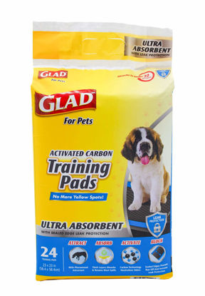 Picture of Glad for Pets Heavy Duty Ultra-Absorbent Activated Charcoal Puppy Pads with Leak-Proof Edges | Pee Pads for Dogs | Perfect for Training New Puppies, Black, 24 Count