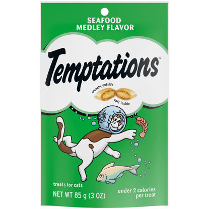Picture of TEMPTATIONS Classic Treats for Cats Seafood Medley Flavor 3 Ounces (Pack of 12)