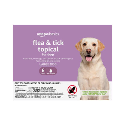 Picture of Amazon Basics Flea and Tick Topical Treatment for Large Dogs (45-88 lbs), 6 Count (Previously Solimo)