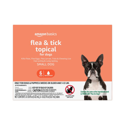 Picture of Amazon Basics Flea and Tick Topical Treatment for Small Dogs (5 -22 pounds), 6 Count (Previously Solimo)