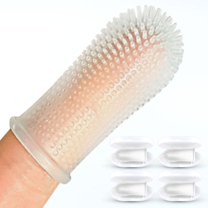 Picture of Jasper 360º Dog Toothbrush, Cat Toothbrush, Dog Tooth Brushing Kit, Dog Teeth Cleaning Kit, Dog Dental Care, for Use with Dog Toothpaste and Cat Toothpaste, 4-Pack Clear