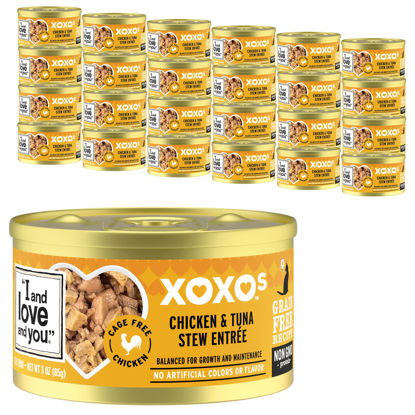 Picture of I AND LOVE AND YOU" XOXOs Canned Wet Cat Food, Chicken and Tuna Stew, Grain Free, Real Meat, No Fillers, 3 oz Cans, Pack of 24 Cans