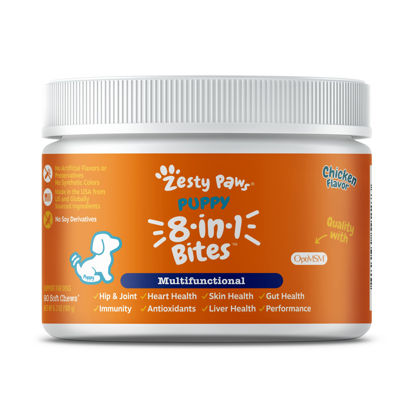 Picture of Zesty Paws Puppy 8-in-1 Multivitamin Soft Chews - Glucosamine & Chondroitin for Hip & Joint Health - Omega 3 Fish Oil for Skin - Gut, Immune, Heart, Kidney & Liver Support for Puppies - 90 Count