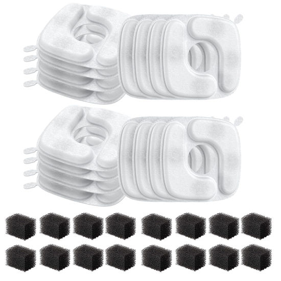 Picture of Veken Original Design 32 Pack Replacement Filters & Sponges Set for 67oz, 95oz, 135oz Automatic Pet Fountain Cat Water Fountain Dog Water Dispenser