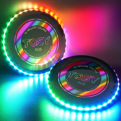 Picture of TOSY 16 Million Color Flying Disc - 36 RGB LEDs, Extremely Bright, Smart Modes, Countless Styles, Auto Light Up, Rechargeable, Perfect Birthday & Camping Gift for Men/Boys/Teens/Kids, 175g frisbees