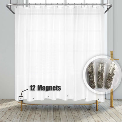 Picture of Barossa Design Clawfoot Tub Shower Curtain with 12 Magnets - 36 Metal Hooks Included, 180" W x 70" H Wrap Around, Waterproof PVC Free PEVA, Metal Grommets - Frosted, 180x70