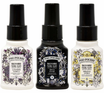 Picture of Poo-Pourri Original Citrus, Lavender Vanilla and Royal Flush 1.4 Ounce Bottles