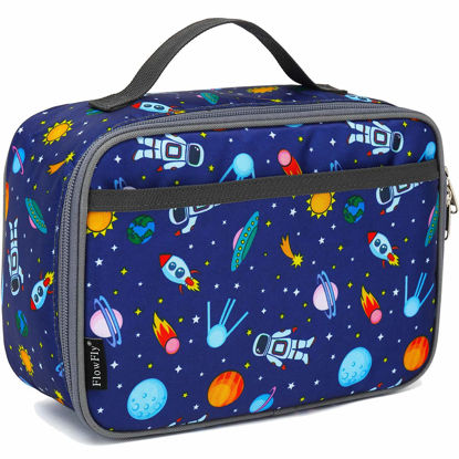 Picture of FlowFly Kids Lunch box Insulated Soft Bag Mini Cooler Back to School Thermal Meal Tote Kit for Girls, Boys, Astronaut